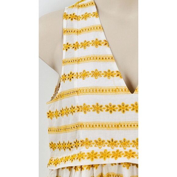 dRA Los Angeles Athena Dress Floral Eyelet Size L Lined Pockets V Neck - Picture 2 of 16